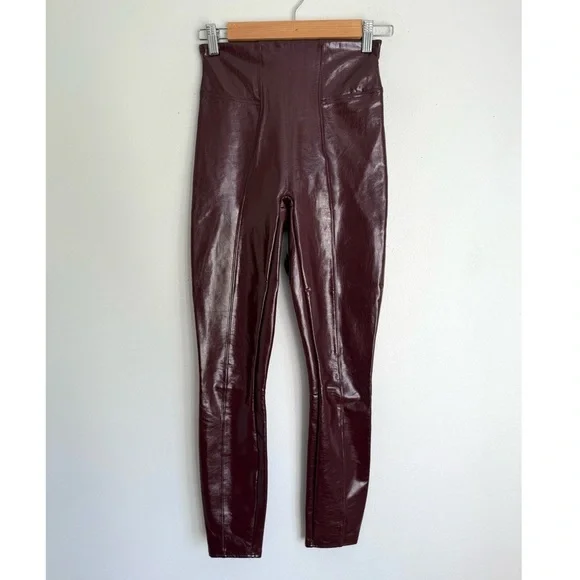 Spanx Faux Patent Leather Leggings in Ruby Red - Picture 6 of 10